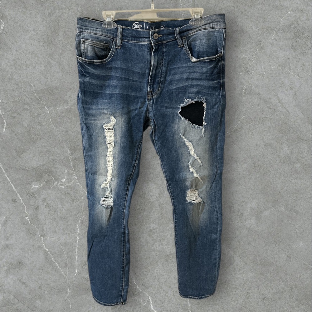 Arizona Jean Company 360 Men's Distressed Blue Jeans skinny 34x32